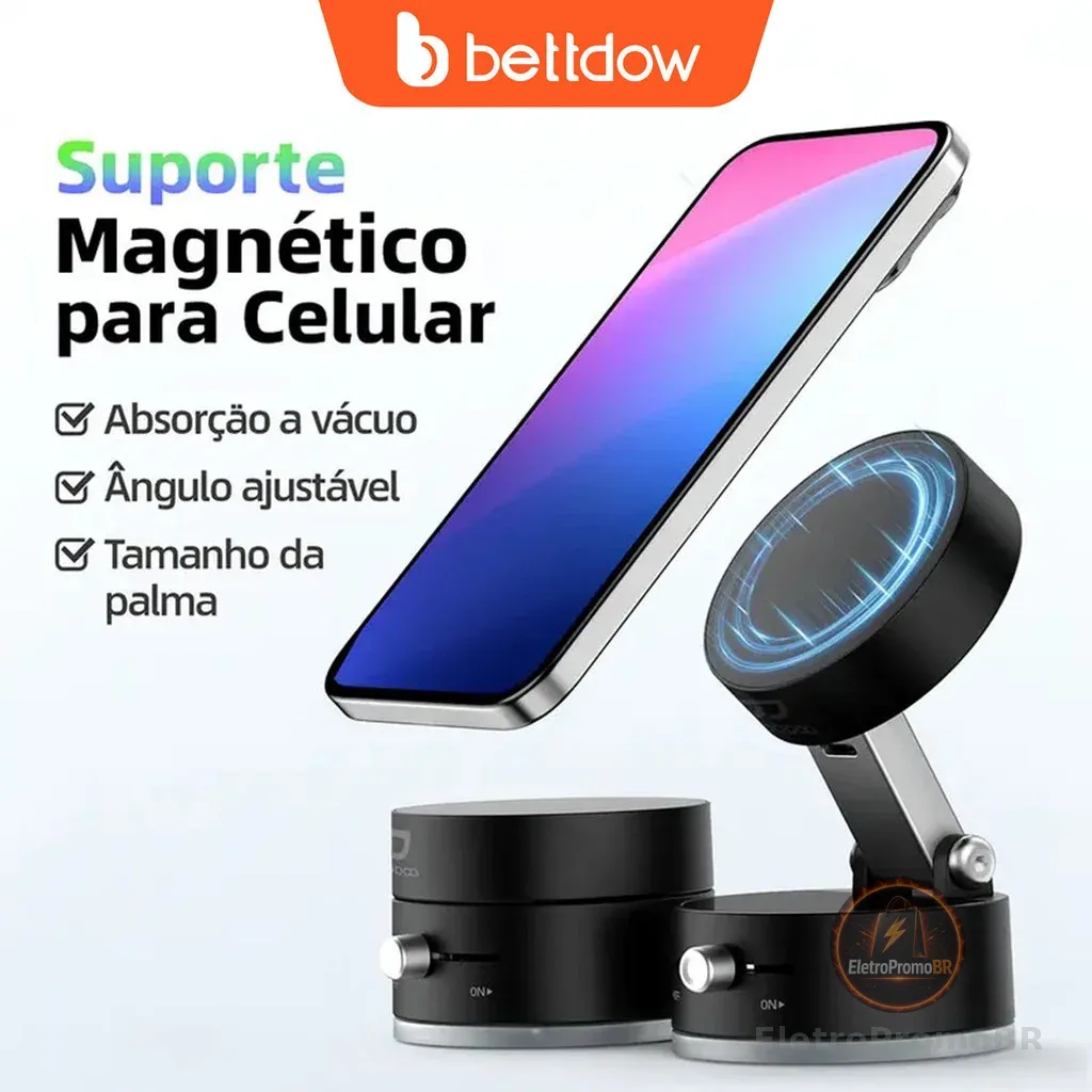 Suporte para telefone BETTDOW dobrável bidirecional comutável magnético e absorção de vácuo sem rastros para telefones