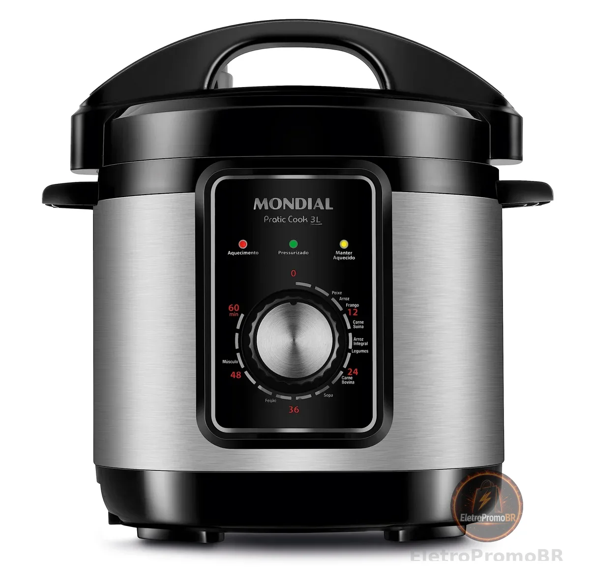 MONDIAL Panela de Pressão Elétrica Pratic Cook 3L, 110V, Preto, 3L, 700W - PE-47-3L-I