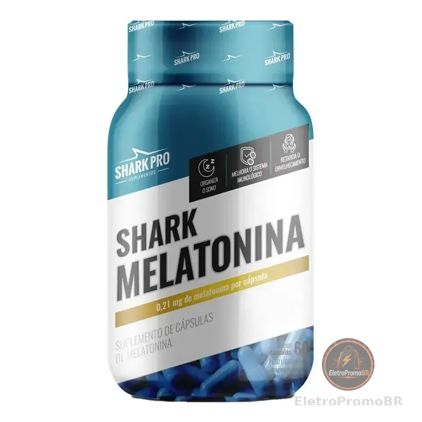 Melatonina Shark Pro Em Cápsulas, 60 Unidades, Para Um Sono Reparador Neutro