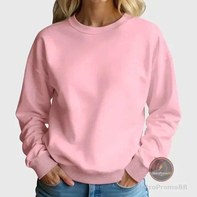Blusa Moletom Gola Redonda Unissex Gola Careca Promoção