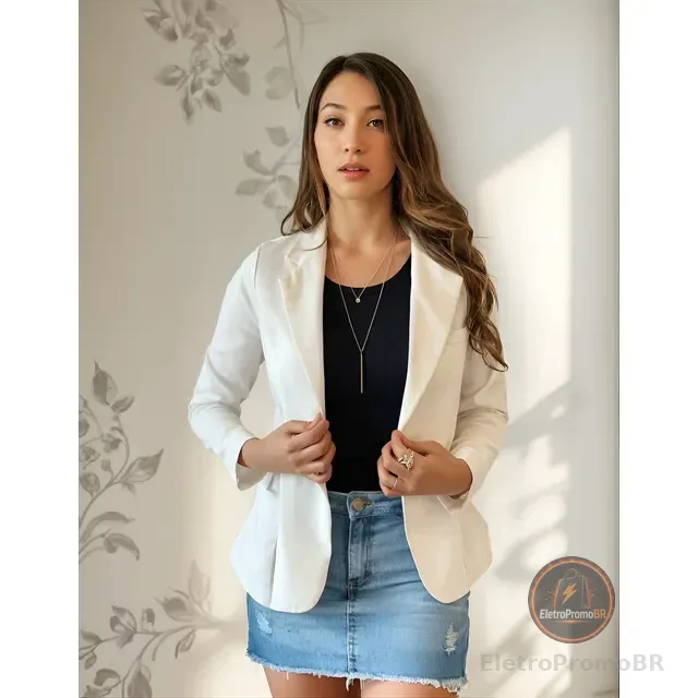Blazer Casaquinho Alfaiataria Social Feminino Acinturado