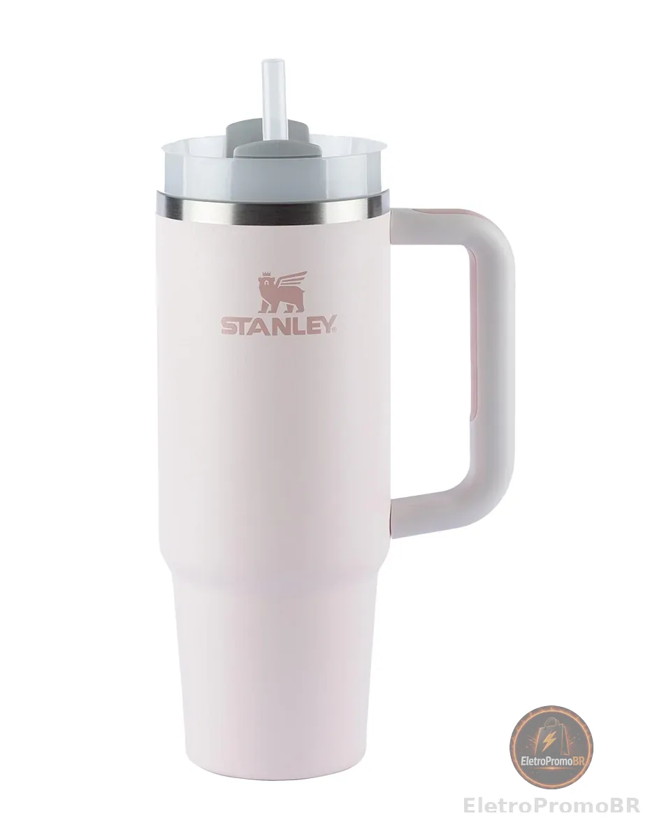 Stanley - Quencher H2.0 FlowState 1,18L - Copo de aço inoxidável com isolamento a vácuo, tampa e canudo, para água, chá gelado, café, smoothies e muito mais, Rose Quartz