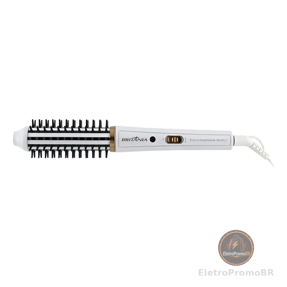 Escova Modeladora Britânia Bec04 2 Em 1 Branca Bivolt Branco 127/220v