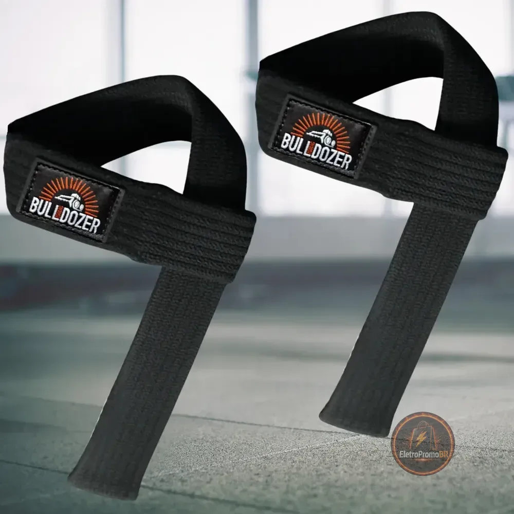 Strap Academia Bulldozer Preto Algodão 50cm Musculação