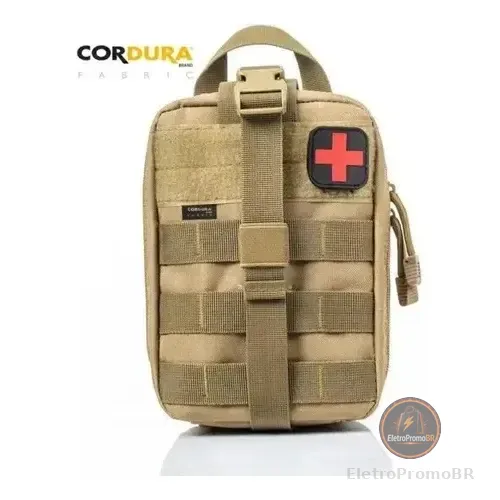 Bolsa Tática Primeiros Socorros Organizador Emergência Cor Tan
