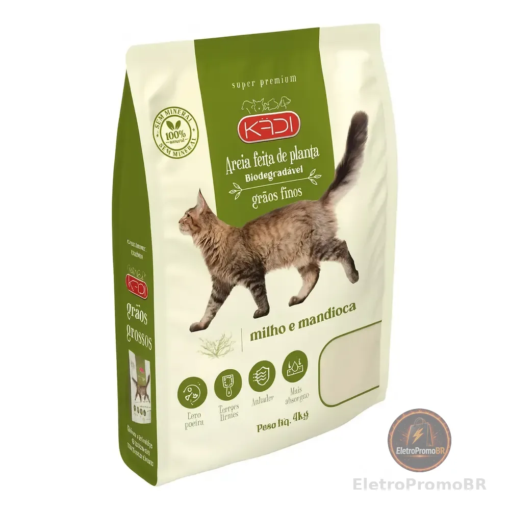 Areia Sanitária Kadi 4kg Grãos Finos Biodegradável Gatos
