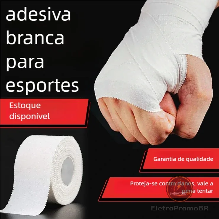 Nova fita atlética branca , à prova d'água, fácil de rasgar, sem resíduos, suporte de tensão, alívio da