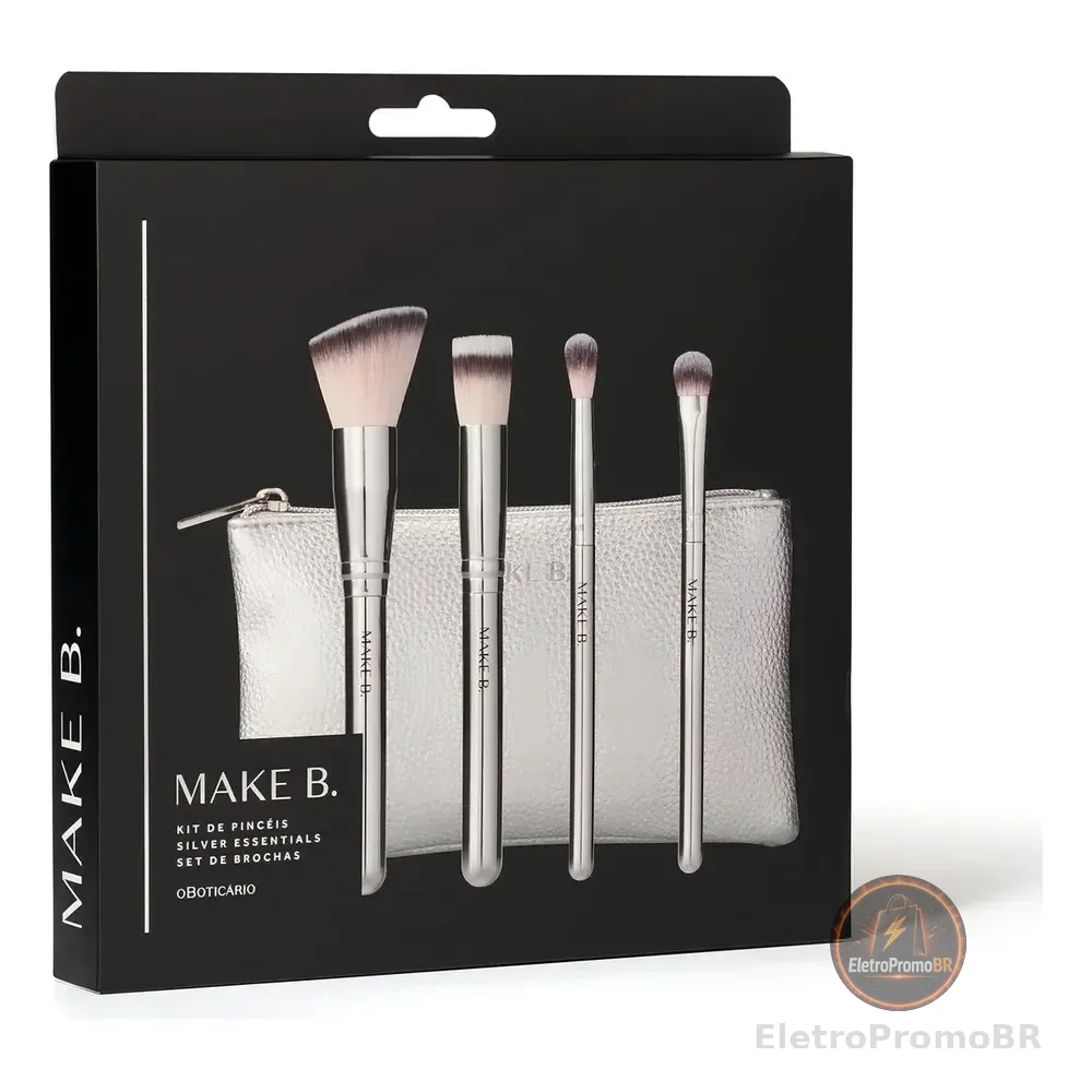 Kit Pincel De Maquiagem Make B. Essentials O Boticário Cor Prateado