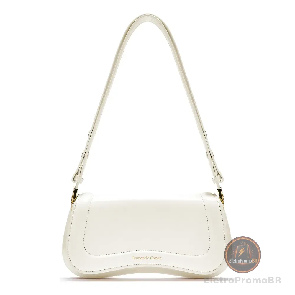 Bolsa Feminina Casual Transversal Minimalista Leve Para Dia Branco Lisa Níquel