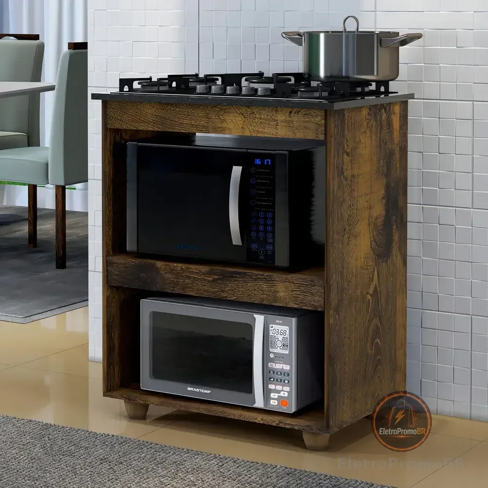 Balcão De Cozinha Turim 5 Bocas Kaiki Ypê Com Recorte Para Cooktop