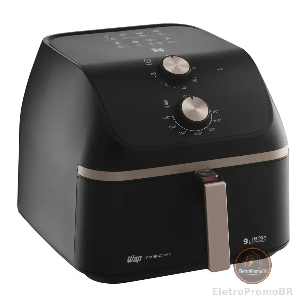 Fritadeira Elétrica Wap Air Fryer Mega 9l Preto 127v