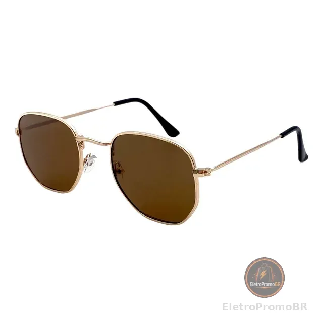 Óculos De Sol Unissex Hexagonal Uv400 Masculino Feminino +nf
