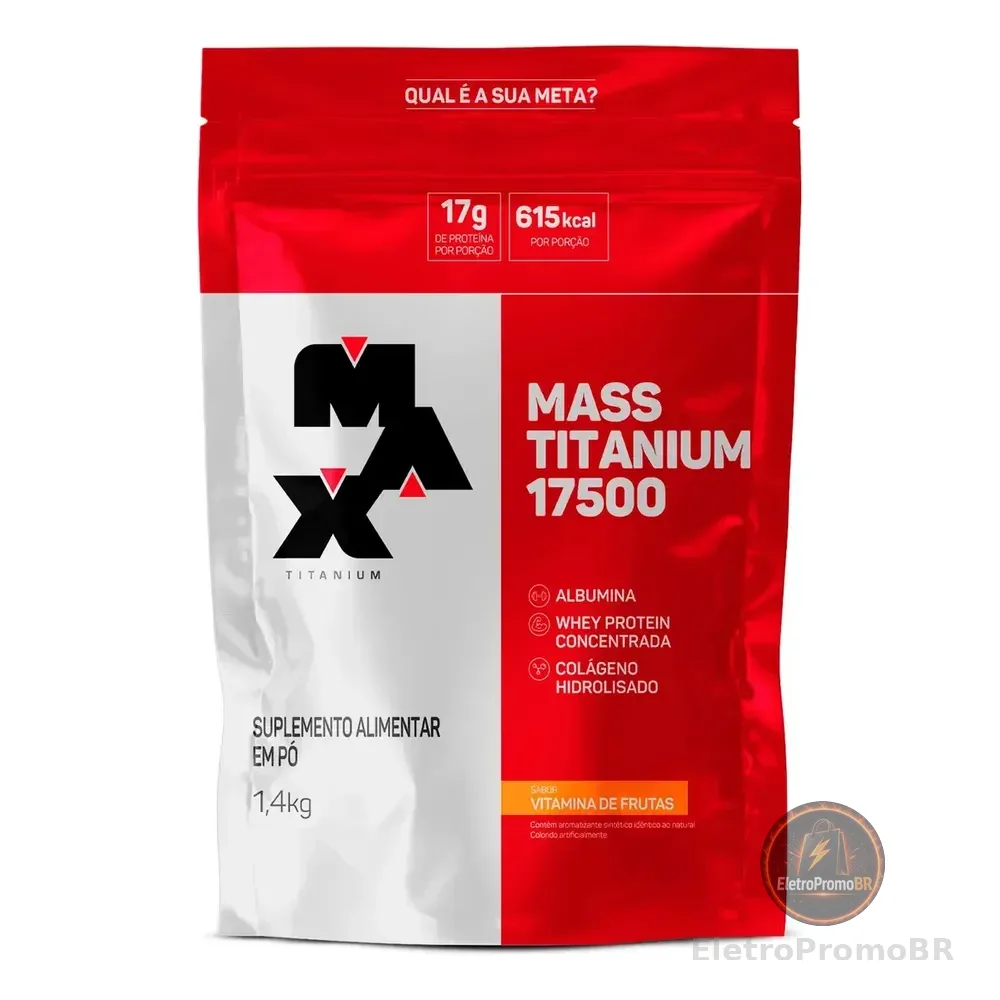 Hipercalórico 1,4kg Mass Titanium Max Titanium Sabor Vitamina De Frutas Energia E Ganho Muscular