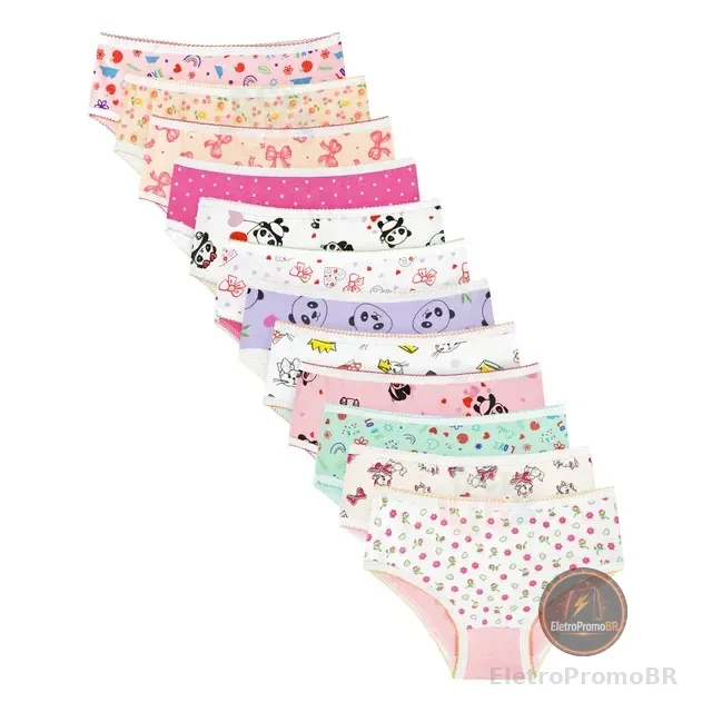 Kit 12 Calcinhas Infantil Menina Algodão Macio Envio Rápido