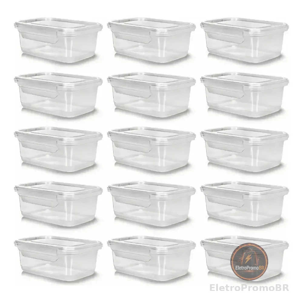 Kit 10 Potes 750ml Herméticos Travas Marmita Reutilizável Transparente