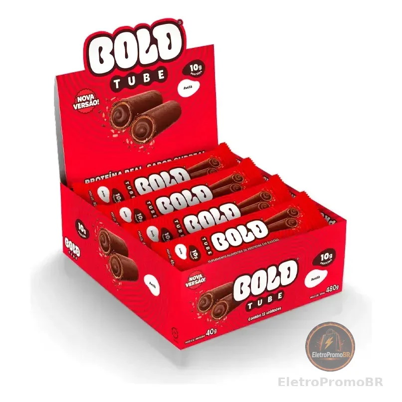 Bold Chocolate Proteico Tube Caixa 12 Unidades Sabor Avelã