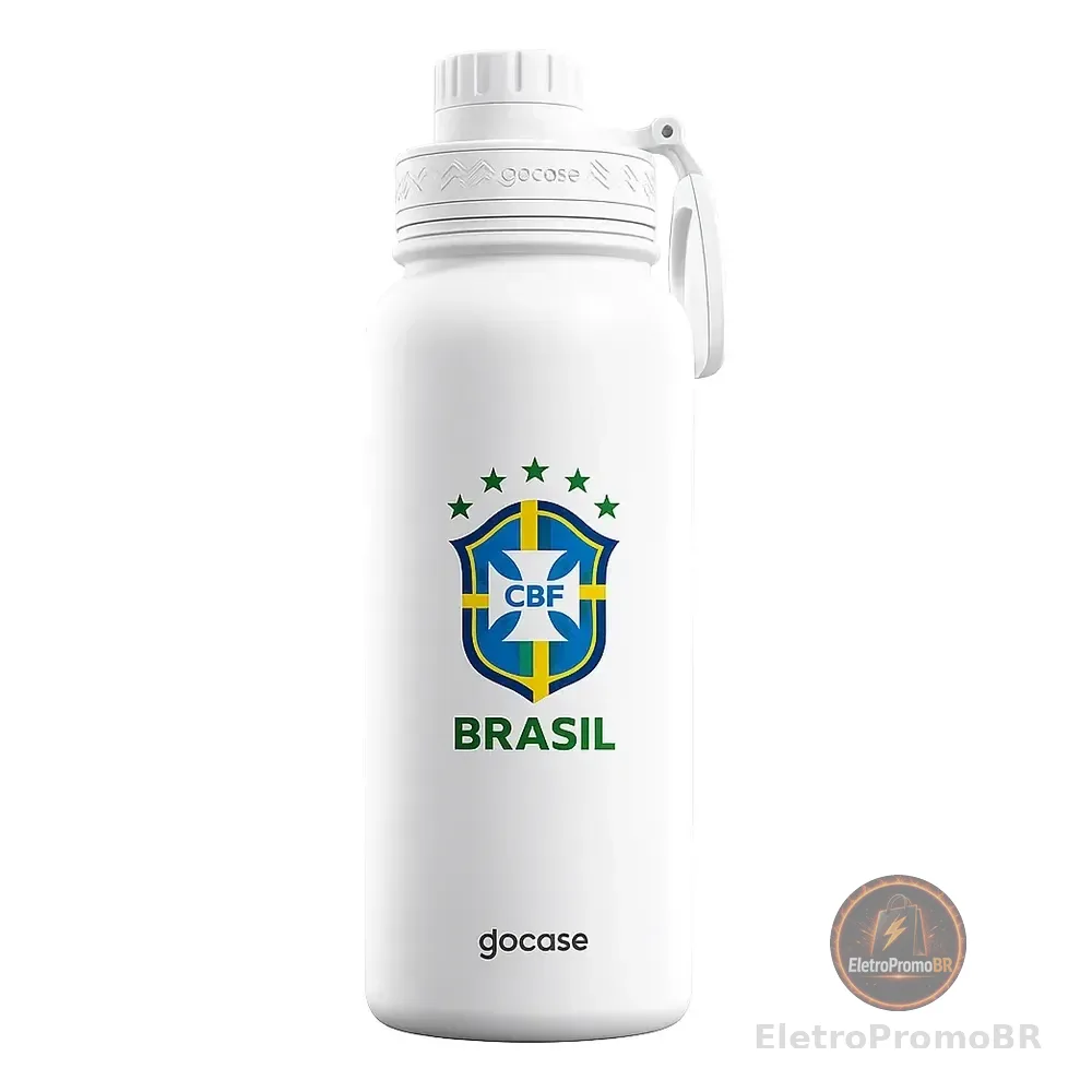 Garrafa Térmica Inox Gocase Copa Mundo Brasil Branca 950ml Branco