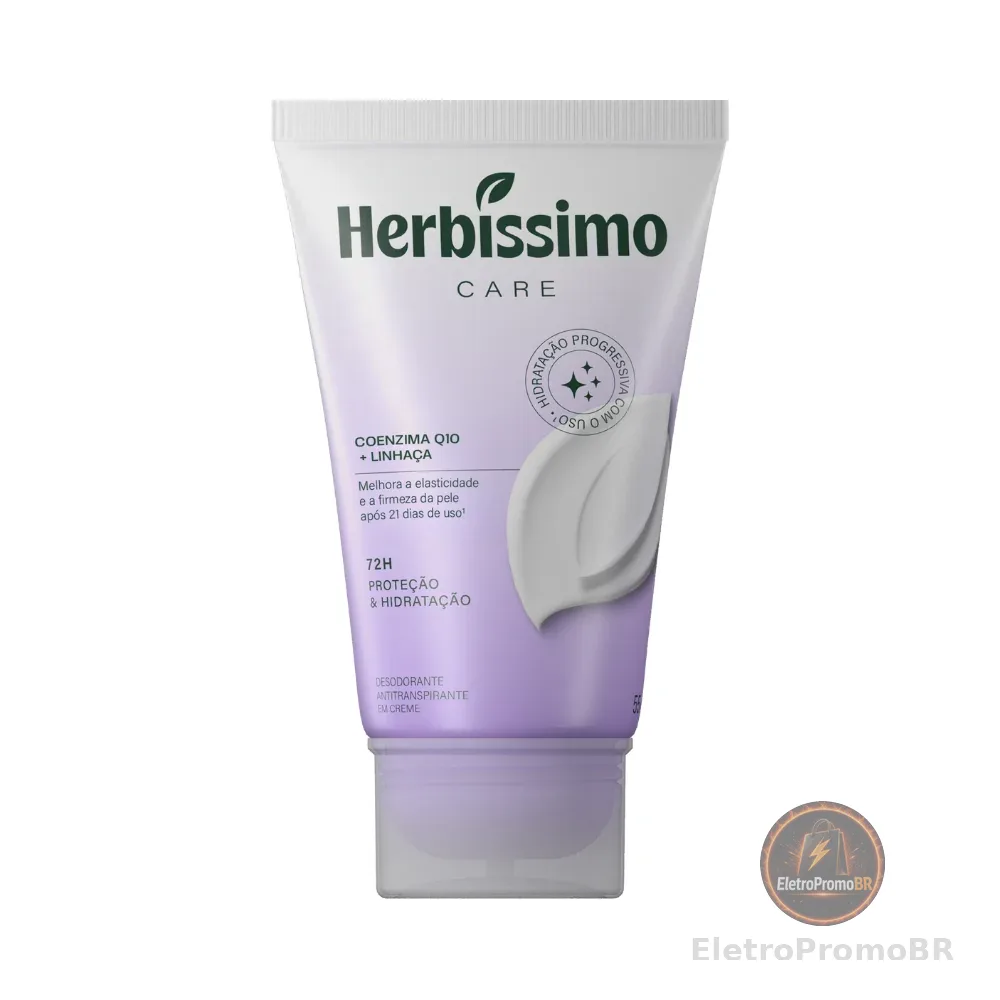 Creme Desodorante Antitranspirante Herbíssimo Bisnaga Care Linhaça E Coenzima Q10 55g