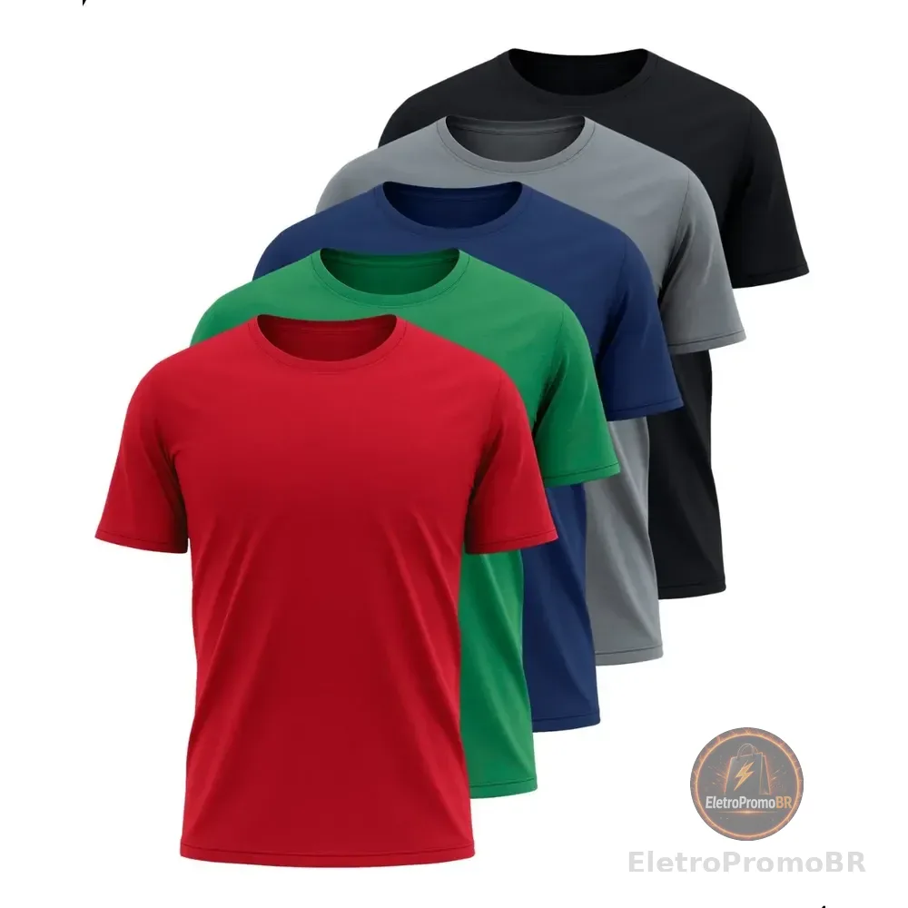 Kit 5 Camisetas Básicas Masculina Dry Fit Lisa Tradicional  Variado 2 M