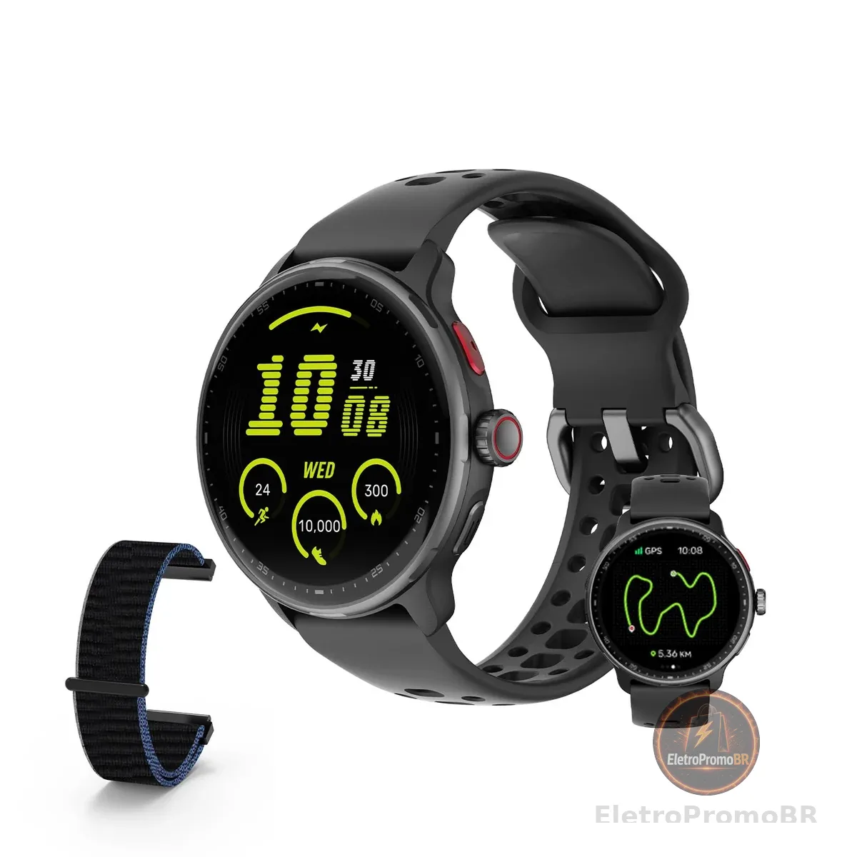 Bettdow SmartWatch GPS, Relogio Smartwatch Masculino e Feminino, 1,43 polegadas HD AMOLED, chamada Bluetooth, Esportivos relógio com voz por IA, Compatível com Android iOS, 2 Pulseiras (preto)