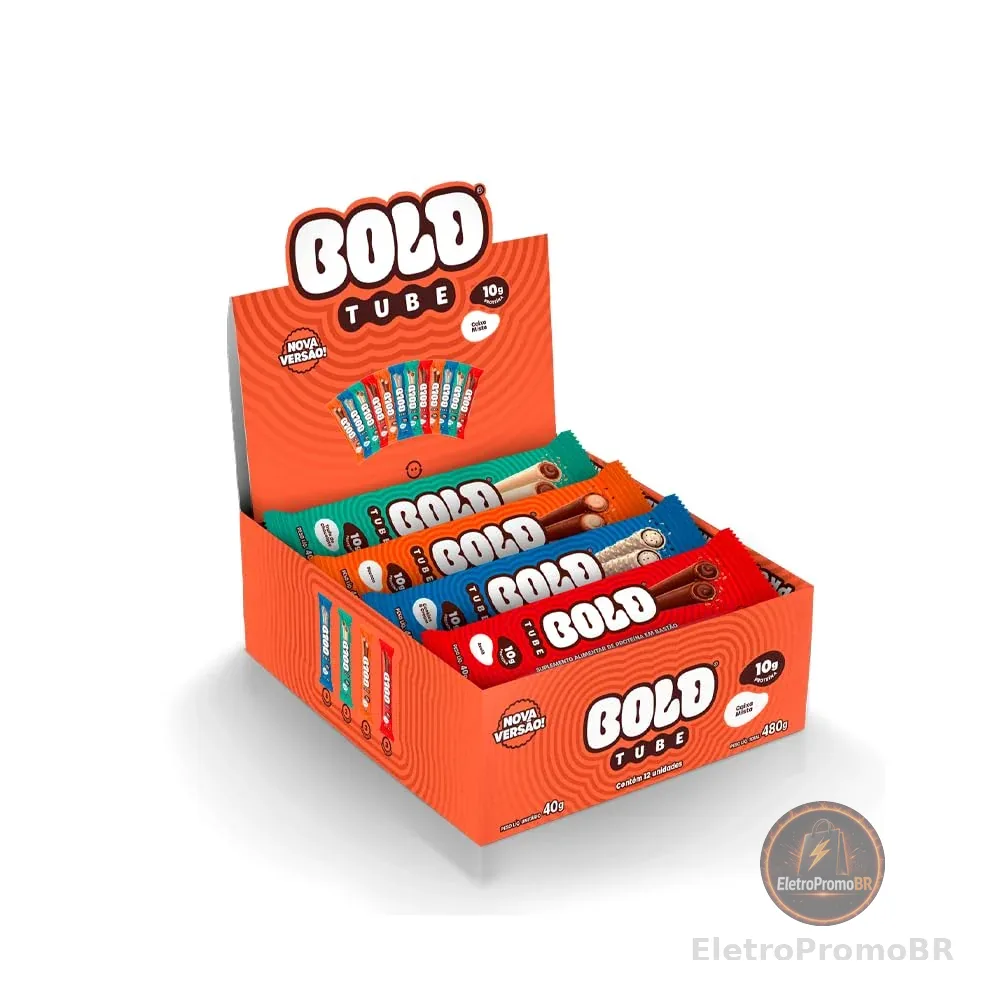 BOLD Tube Chocolate Proteico Caixa Mista 10g de Proteína (12 Un.)