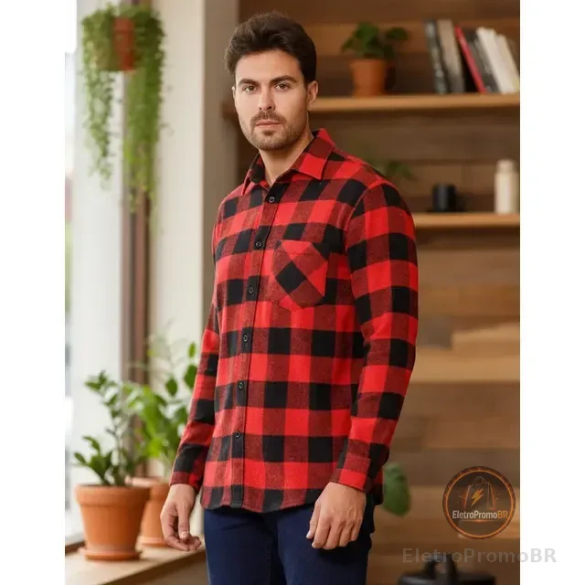 Camisa Xadrez Flanela Blusa Masculina Manga Longa Junina Ful