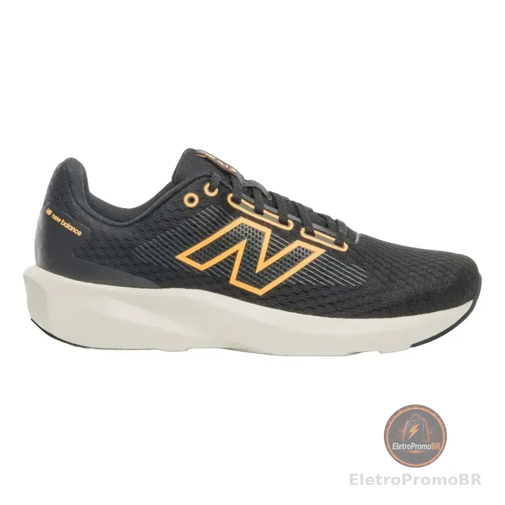 Tênis Esportivo Masculino 413v3 New Balance Preto E Laranja Lisa 39 Br
