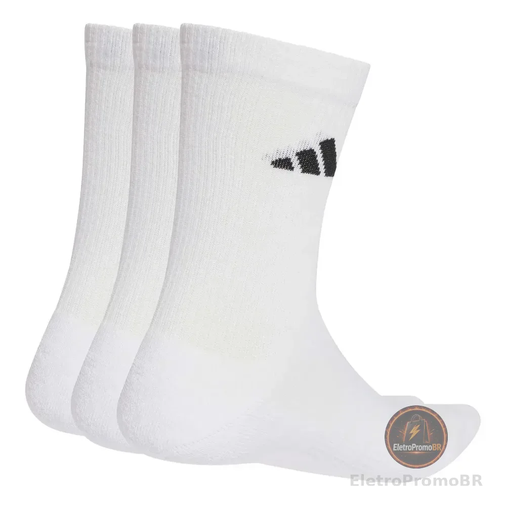 adidas Esportivas Pares Unissex Meias Esport Acolchoadas 3 Pr Kc9624 Branco Lisa M