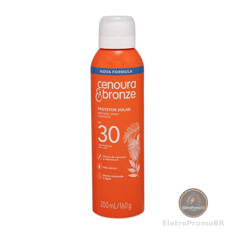 Protetor Solar Aerossol Spray FPS 30 Cenoura & Bronze 200ml