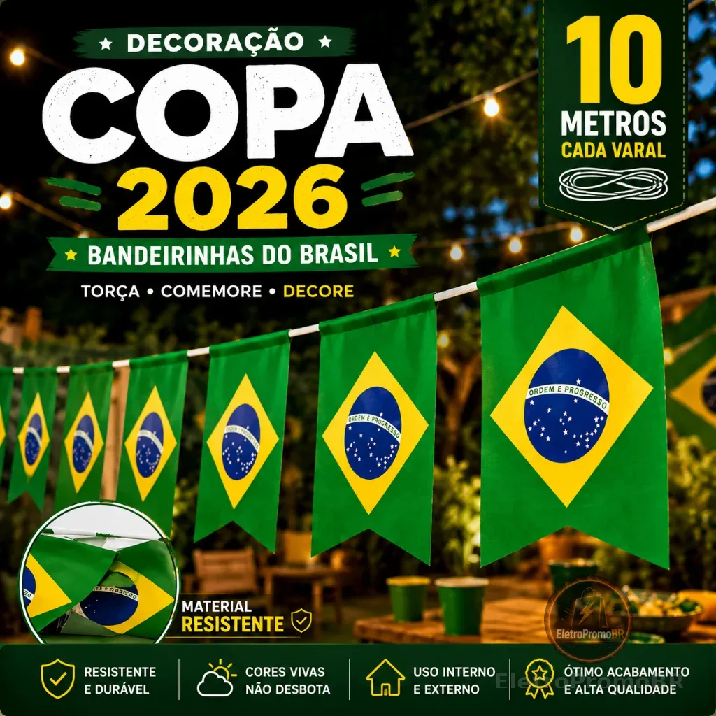 kit Bandeirinhas Brasil Verde Amarelo Festa Copa Decoração Churrasco Bandeirola