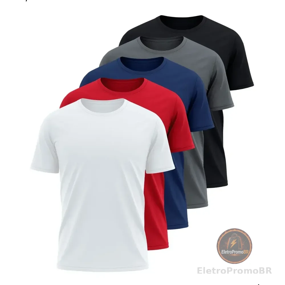 Kit 5 Camisetas Básicas Masculina Dry Fit Lisa Tradicional  Variado G