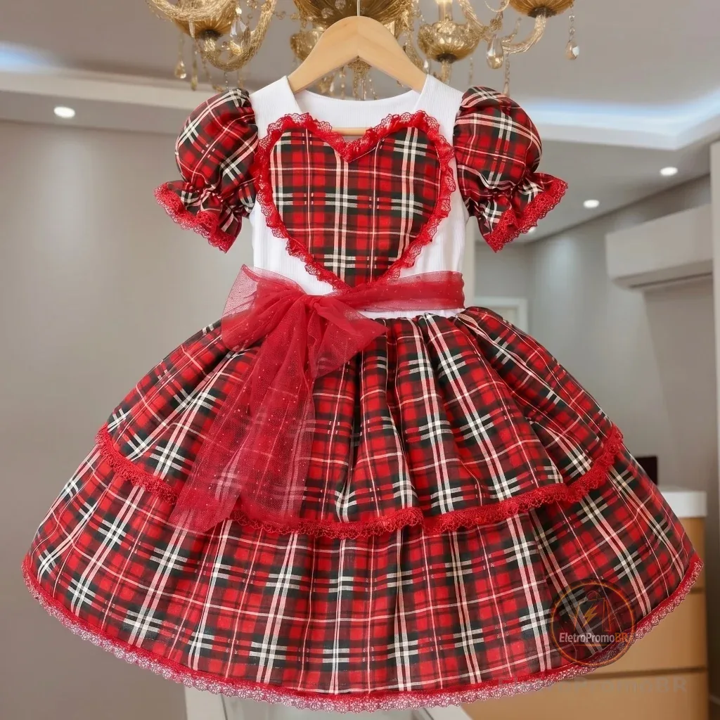 vestido de quadrilha infantil festa junina junino caipira vestido são João vestido julino