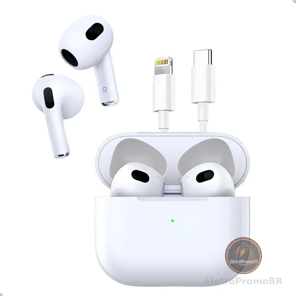 Fone Bluetooth 3°geração Compatível iPhone XR 11 12 13 14 15 Branco
