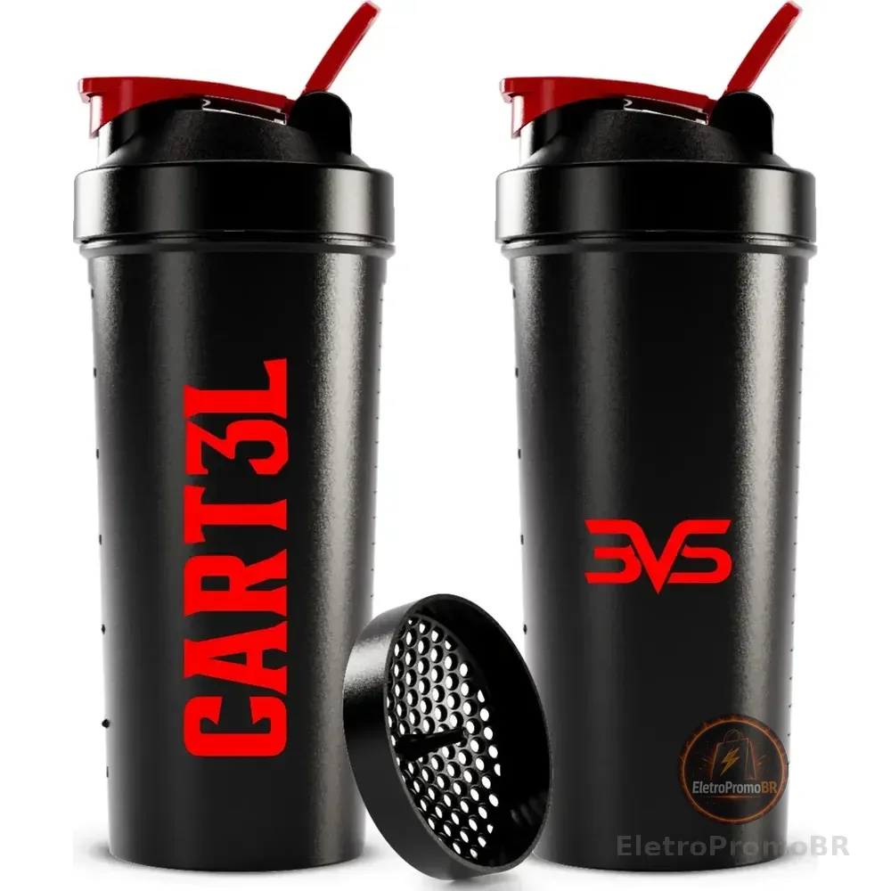 Coqueteleira / Shaker Cartel 3vs Preta - Academia 600ml - 3vs Nutrition Preto - Cartel