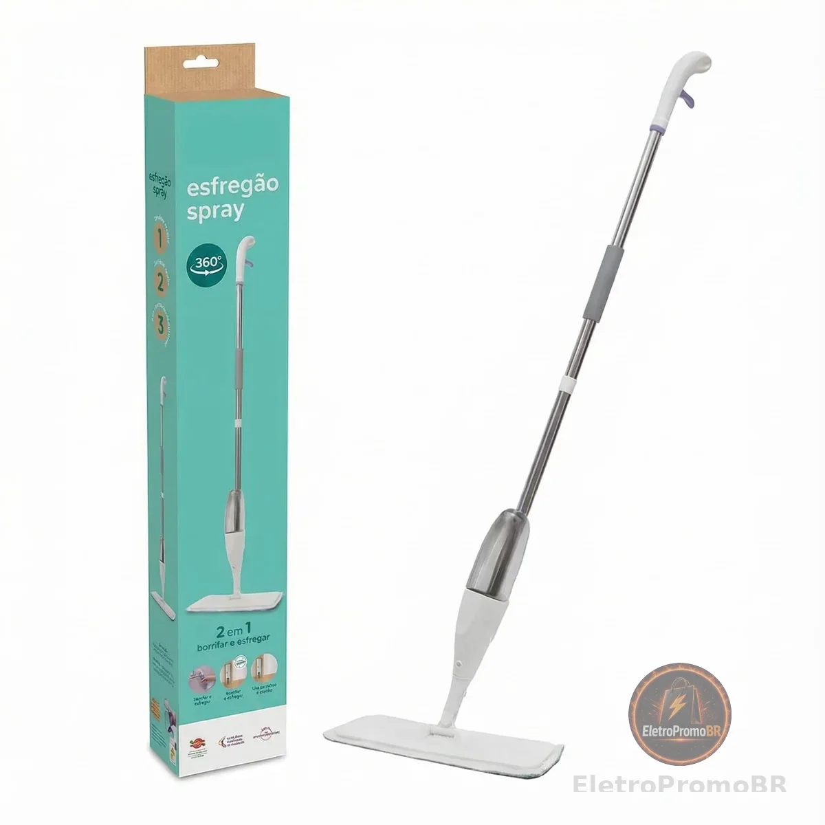 Mop Spray com Gatilho e Dispenser | Esfregão com Reservatório para Água ou Produto de Limpeza | Pano de Microfibra Alta Absorção | Limpeza Prática de Pisos, Azulejos e Mais