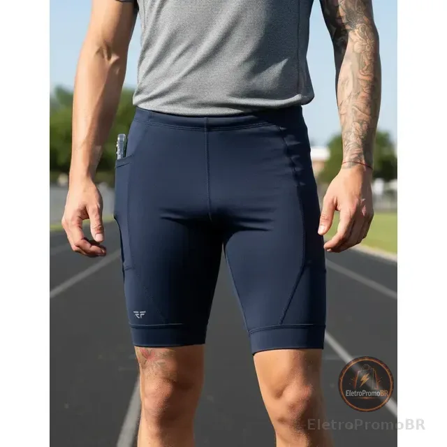 Bermuda De Compressão   Masculina Com Bolso Corrida