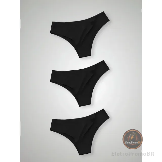 Kit Com 3 Calcinhas Biquíni Sem Costura Segunda Pele
