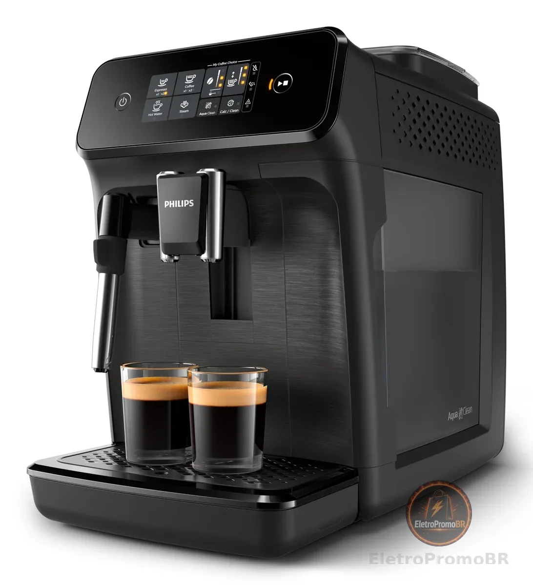 Philips Walita Cafeteira Espresso Superautomática Série 1200, 1500W, 15 Bar, 2 Bebidas, Moedor em Cerâmica, Display Touch, Preta, 220V (EP1220/12)
