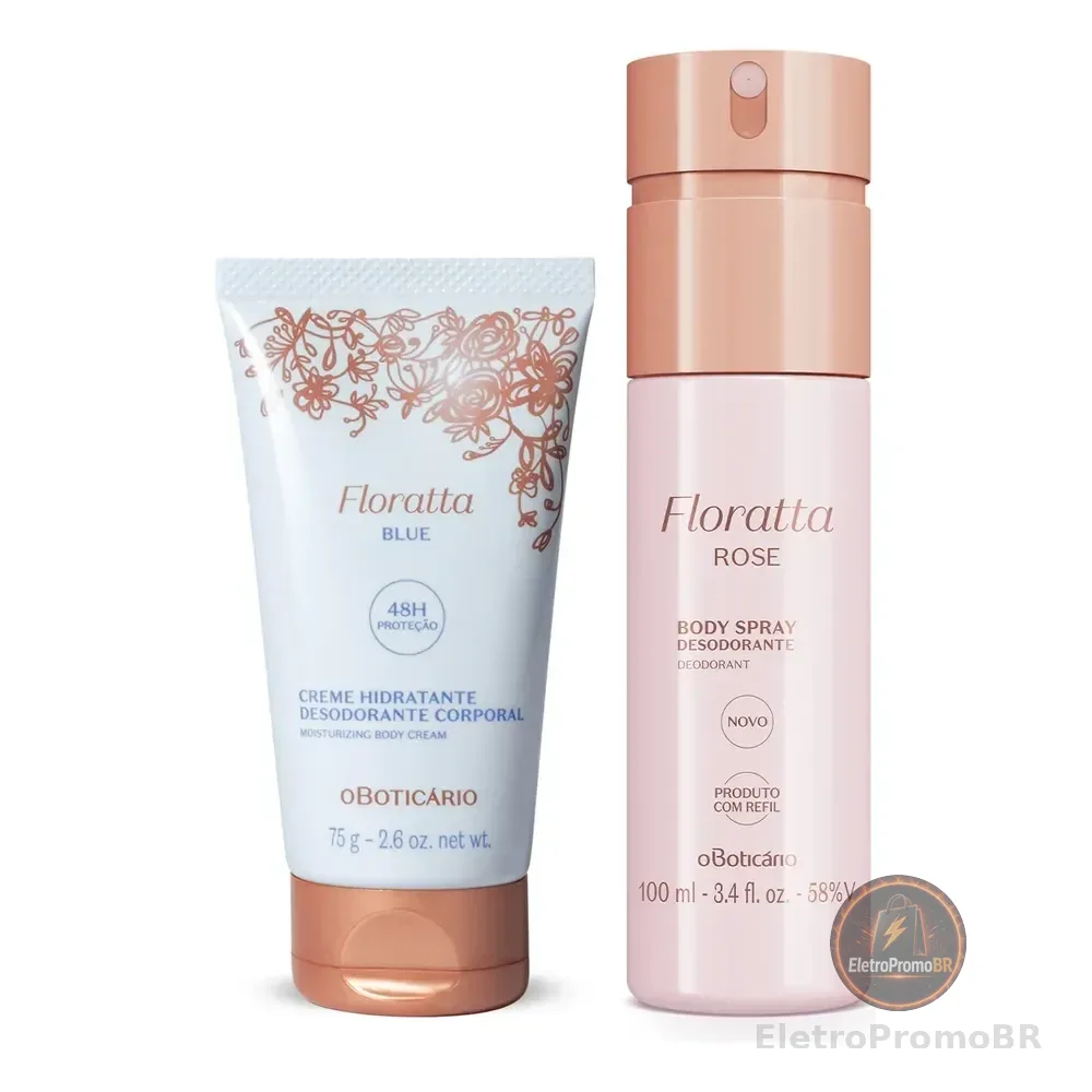 Combo Floratta: Body Spray Rose 100ml + Creme Corporal Blue