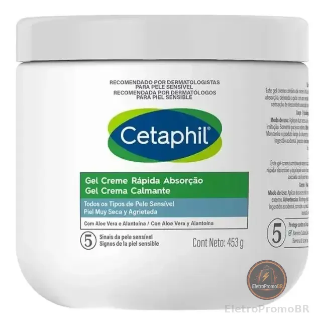 Gel Creme Hidratante Corporal Para Pele Sensível Cetaphil 453g - Hidratação 48h Com Aloe Vera Sem Fragrância