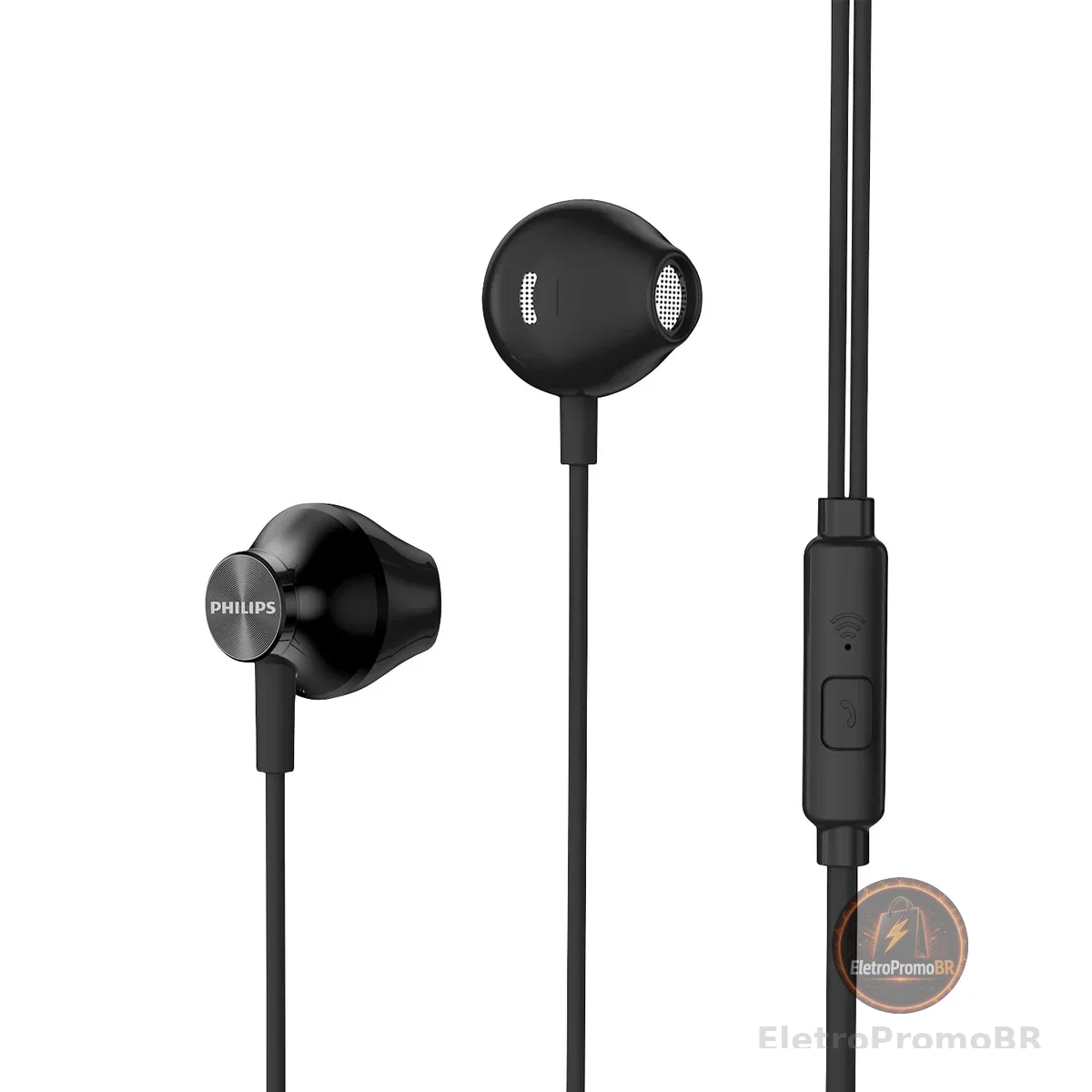 PHILIPS, Fone de Ouvido com Microfone, TAUE101BK/00, Com fio de 1,2 metros, intra-auricular, Preto