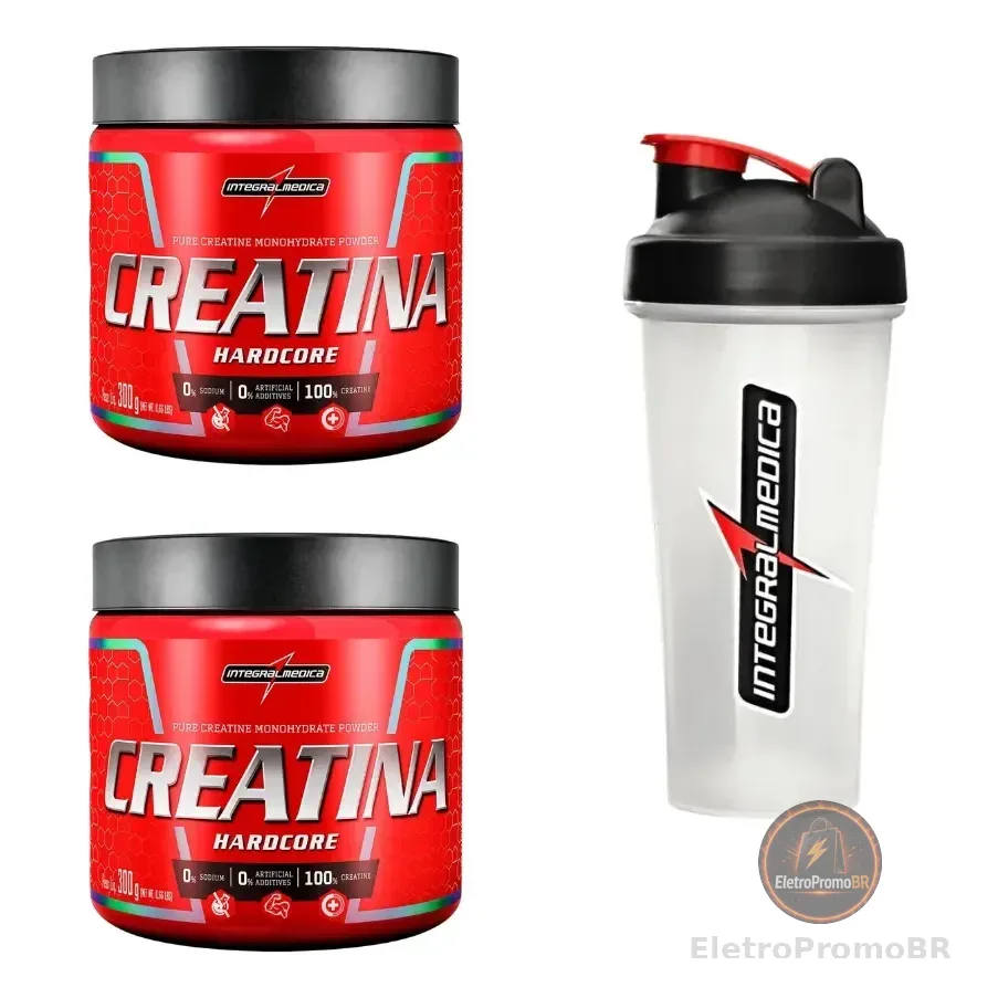 Kit 2 Creatina Integralmedica 300g + Coqueteleira 600ml Sem Sabor
