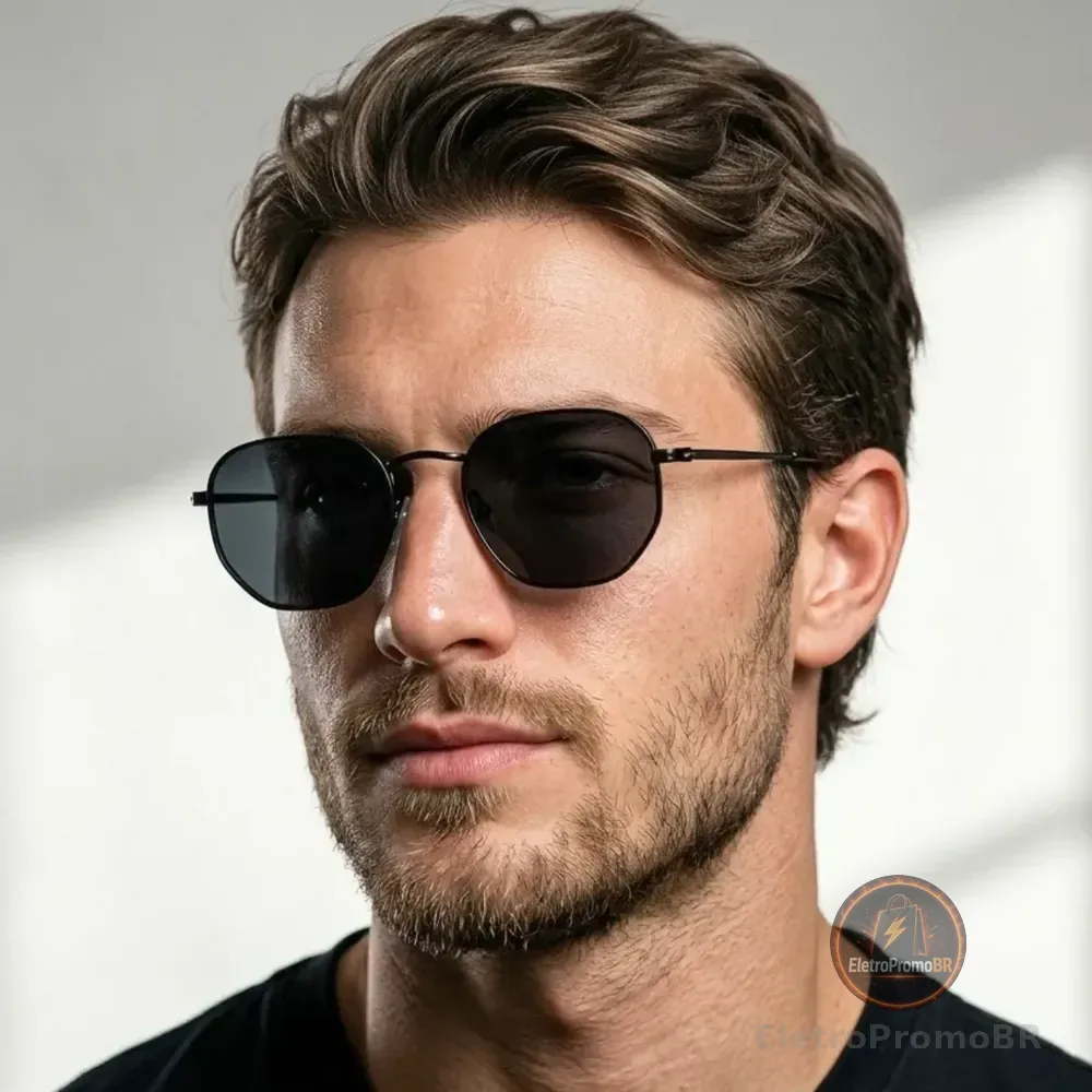 Óculos De Sol Hexagonal Clássico Premium Uv400 Cacife Brand Preto