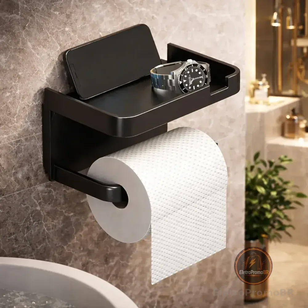 Suporte Papel Higiênico (sem Necessidade De Furar)-xlh Preto