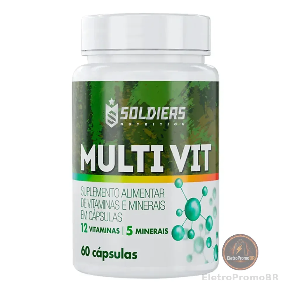 Multivitamínico 12 Vitaminas 5 Minerais 60 Cápsulas Soldiers Nutrition Energia Bem-estar