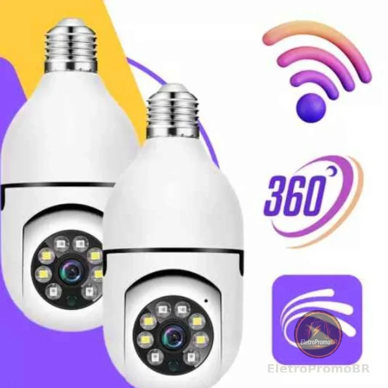Kit 2 Câmera Segurança 360 Infravermelho Sem Fio Wifi Yoosee