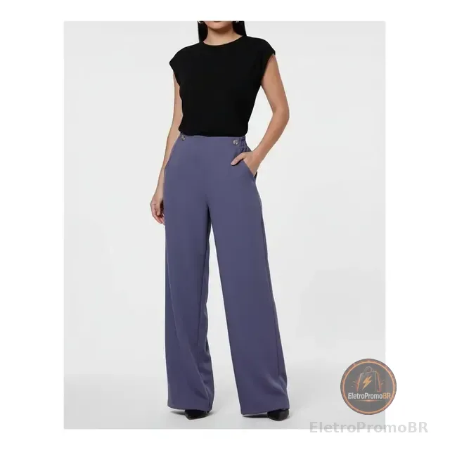 Calça Social Feminina Pantalona Alfaiataria Premium Tedência