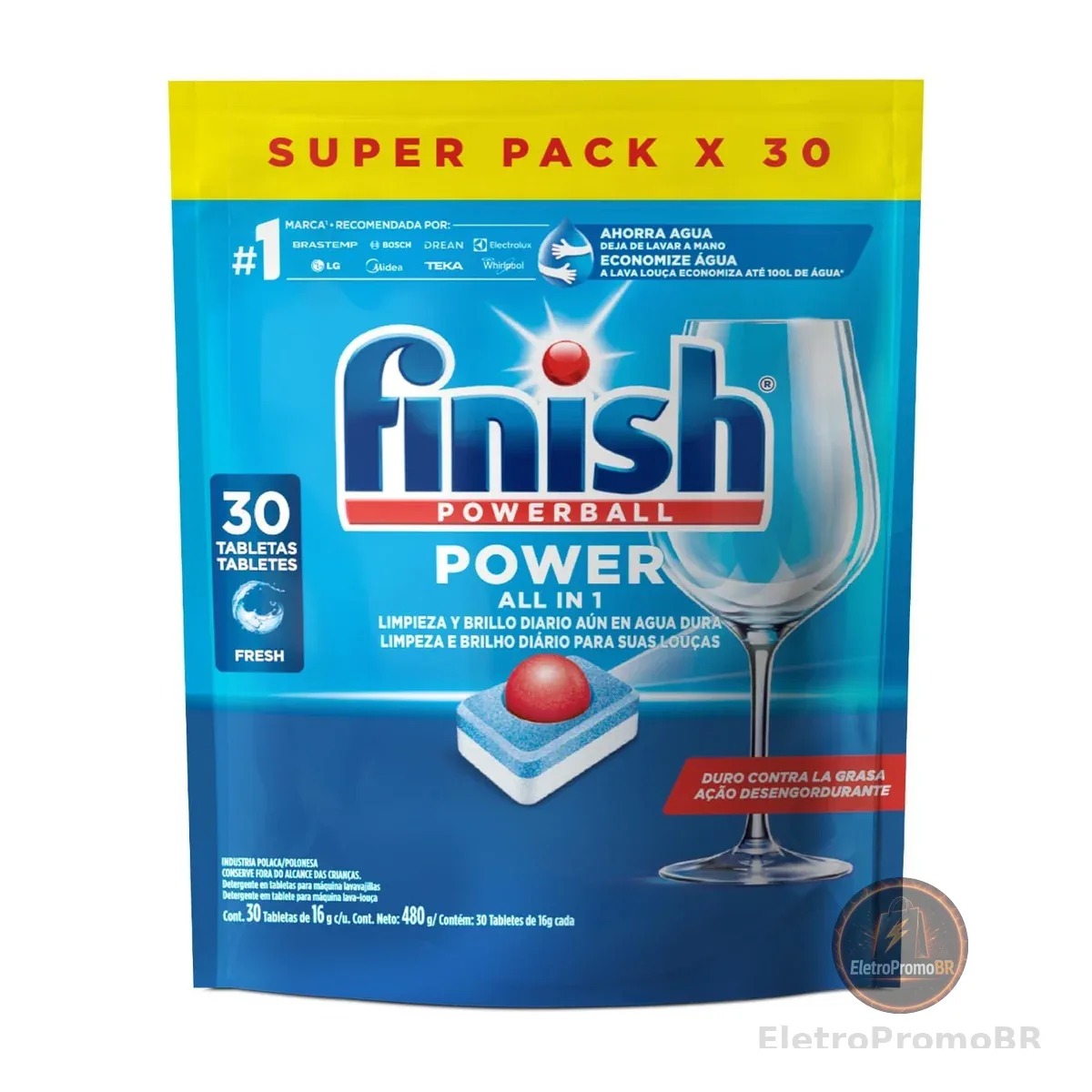 Finish Powerball Detergente para Lava Louças em Tabletes 30 unidades