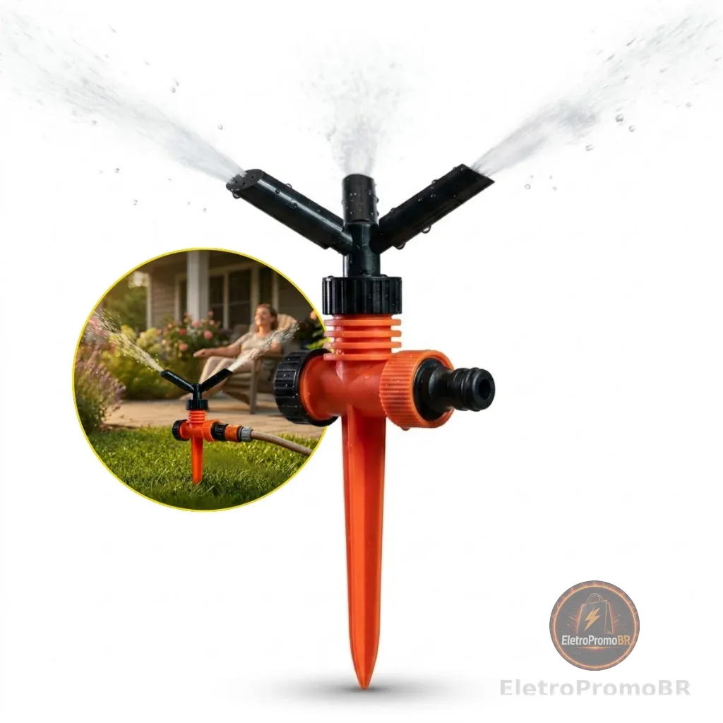 Irrigador de Jardim horta gramado água Giratório com 3 Jatos regador