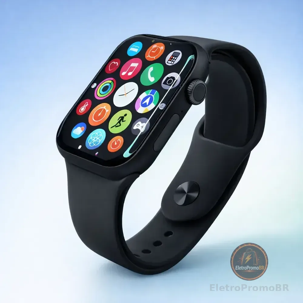 Smartwatch S10 Série 10 Relógio Digital Masculino Feminino Resistente A Agua Caixa Preto Com 1 Pulseiras Smartwatch Completo Compatível Android E Ios Monitor Atividades 3tech Liso Preto